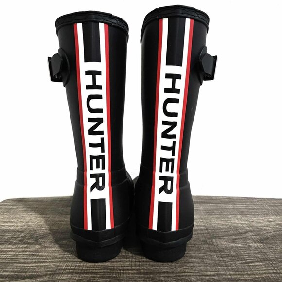 Hunter Women's Black Original Short Tri-Color Logo Rain Boot Size 6 - Picture 5 of 9
